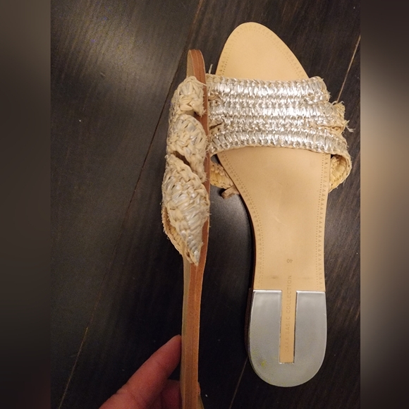 Zara Size 40 Silver Rattan slide sandals - Picture 2 of 5